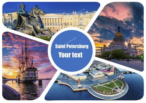 Фотография представляет собой коллаж нескольких захватывающих видов Санкт-Петербурга, создавая уникальную картину города. Этот кадр является идеальным способом погрузиться в атмосферу путешествия по России, оставив в памяти множество впечатлений от красоты городских пейзажей.

Эта фотография — это визуальное путеводительное по Санкт-Петербургу, предлагая зрителям насладиться разнообразием архитектуры, мостов и исторических мест. Покупка этой фотографии станет ярким воспоминанием о путешествии в столицу культуры России.

Коллаж представляет собой украшение с видами Санкт-Петербурга, подчеркивая его культурное наследие и уникальную атмосферу. Фотография с надписью добавляет индивидуальности, делая ее не только красивым изображением, но и запоминающимся сувениром.

Используйте это изображение для продвижения туризма в Санкт-Петербурге, привлекая внимание к разнообразию городских достопримечательностей.